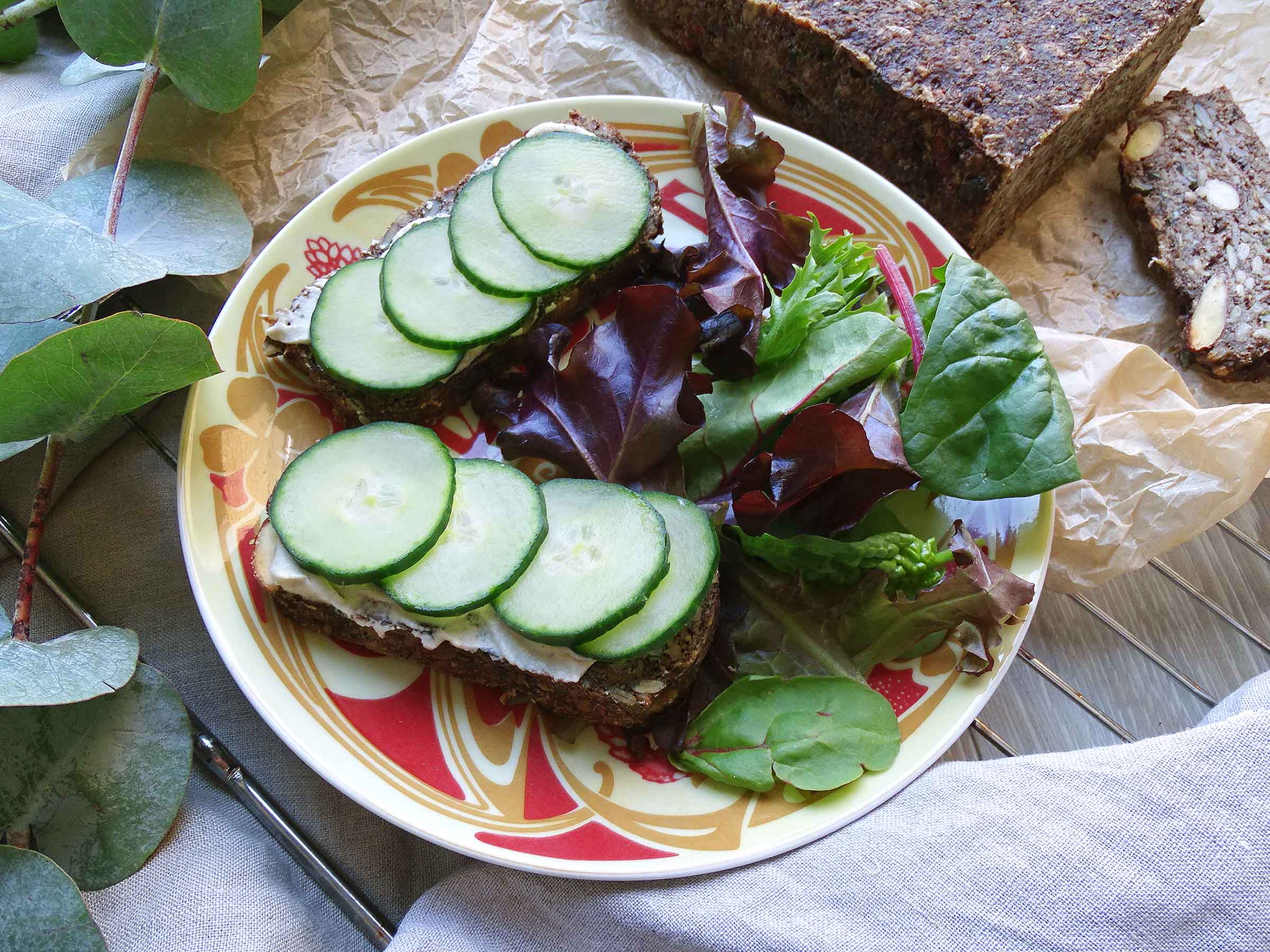 Gluten Free Nut and Seed Toast with Cucumber