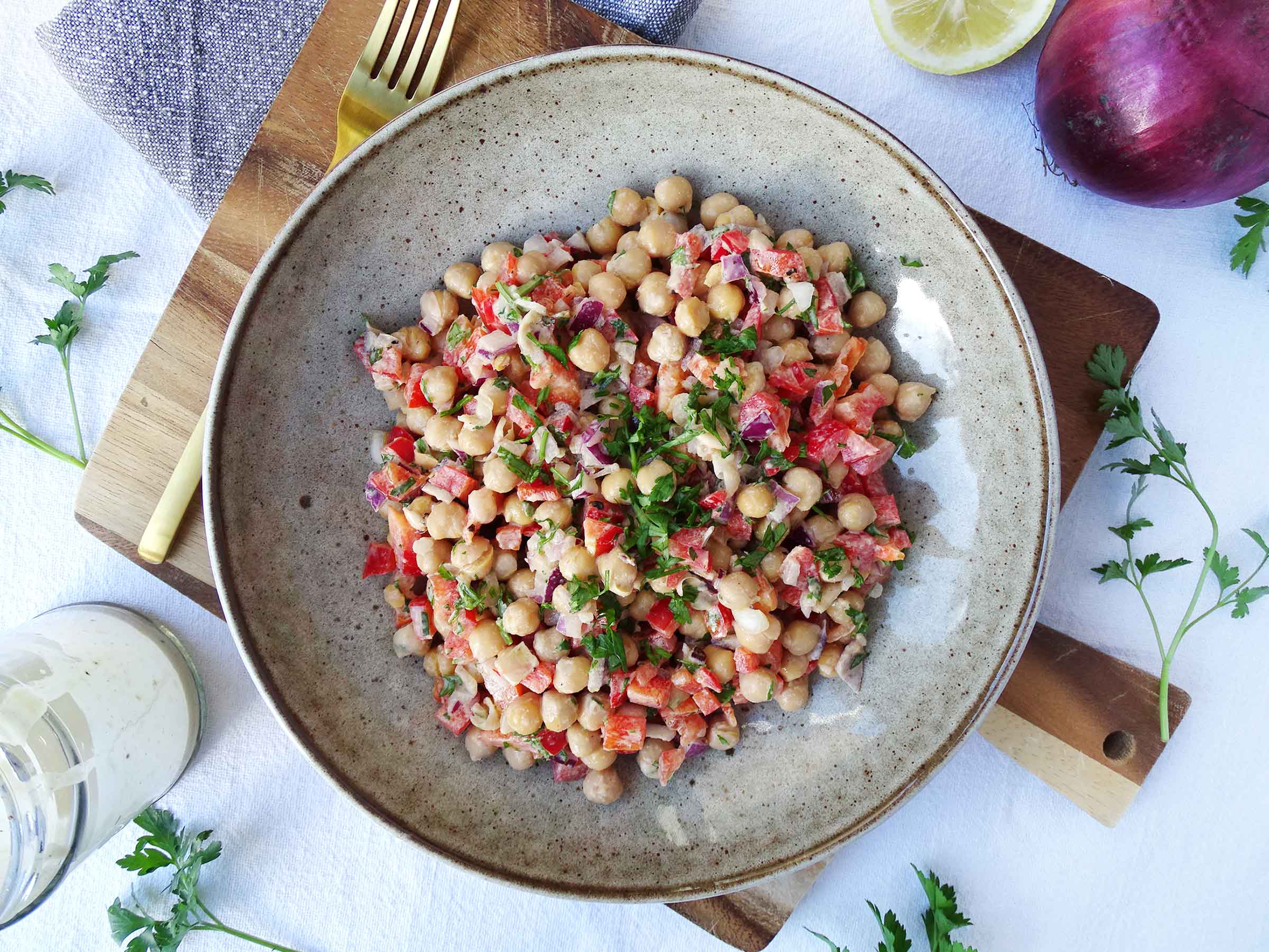 Chickpea Salad and Tahini Dressing