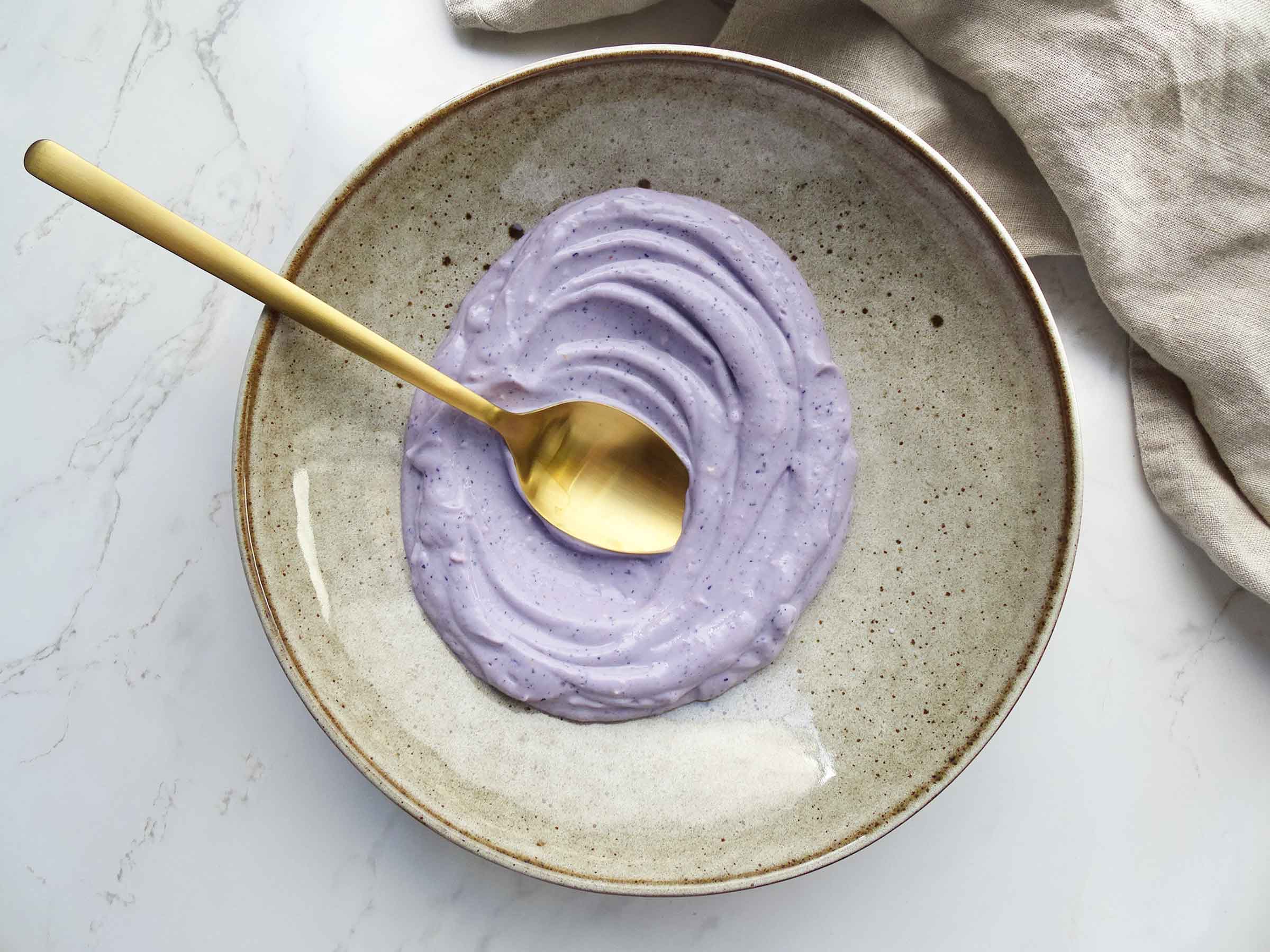Homemade dairy free lemon and blueberry yogurt