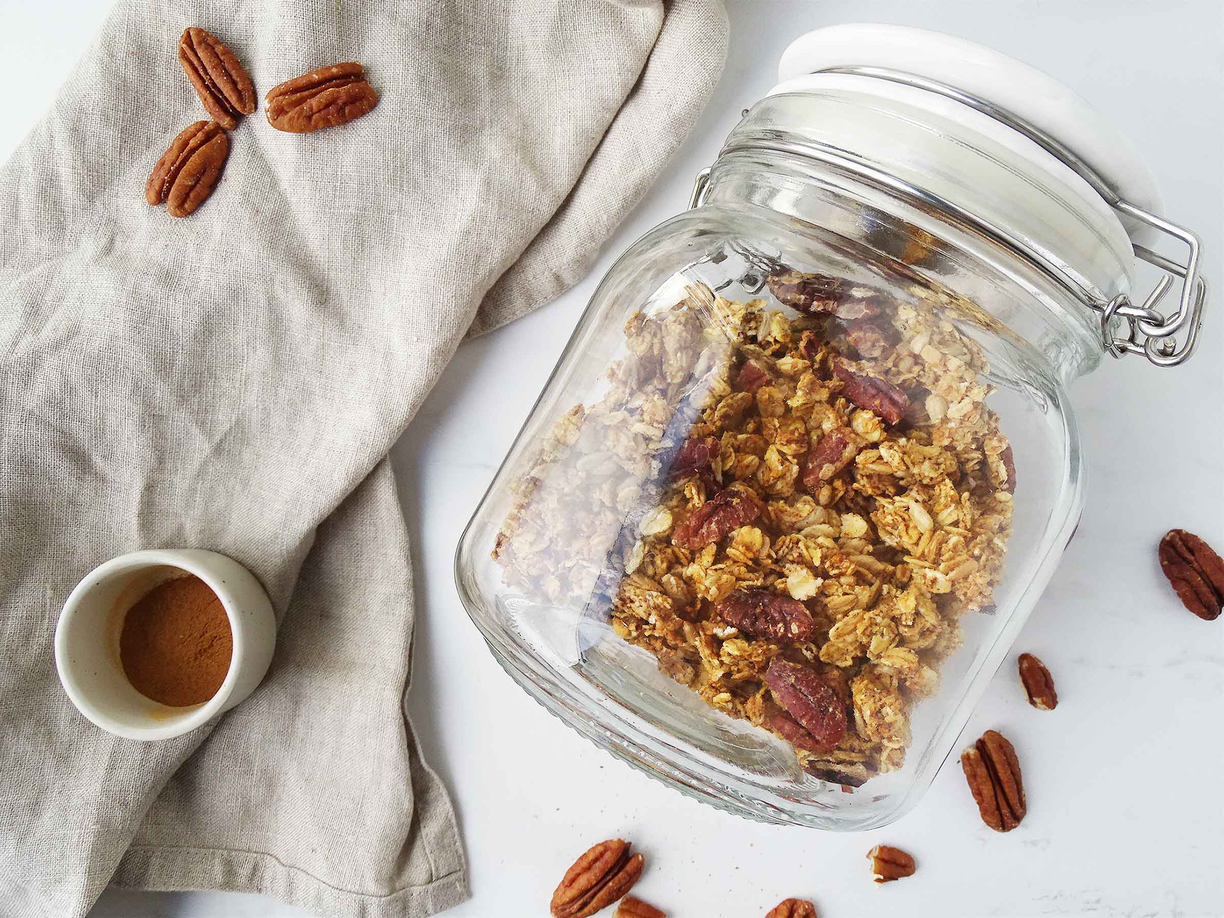 gluten free sugar free cinnamon pecan granola
