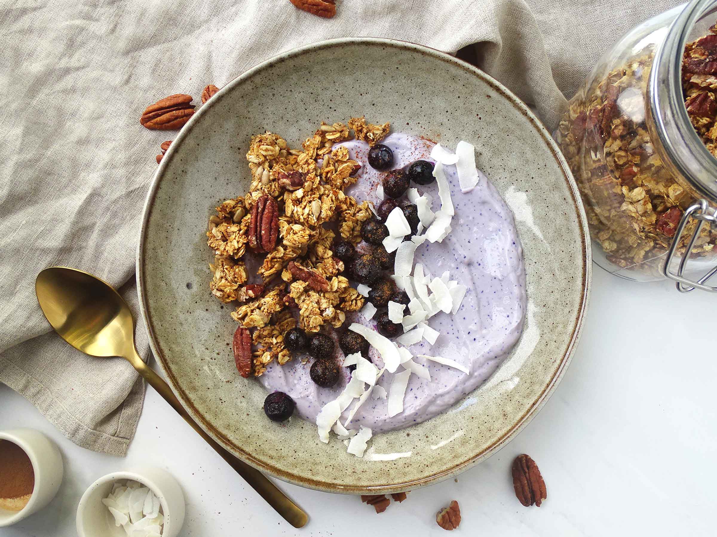 healthy gluten free sugar free cinnamon pecan granola