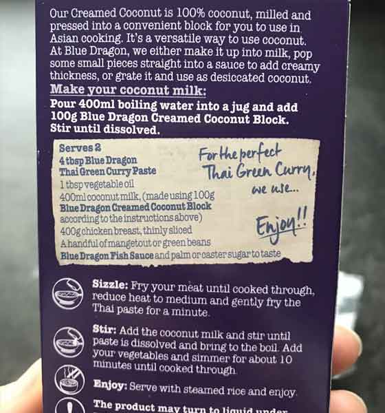 Creamed Coconut Box