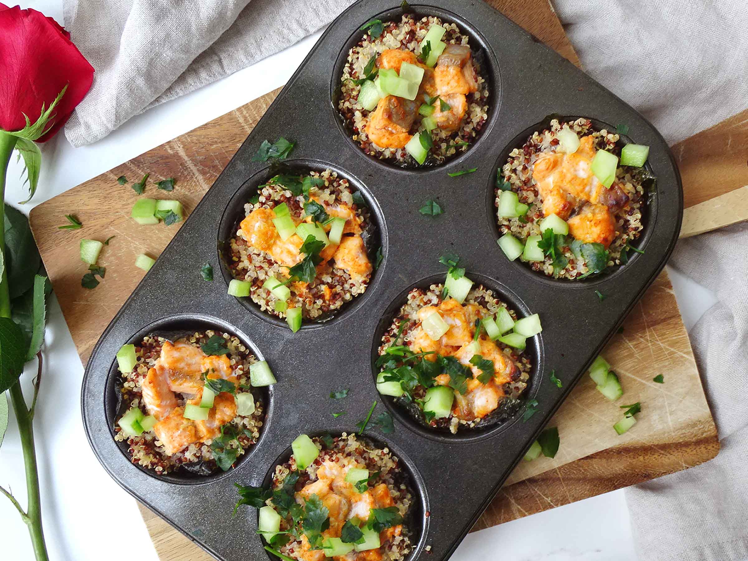oven baked muffin tin quinoa sushi bites