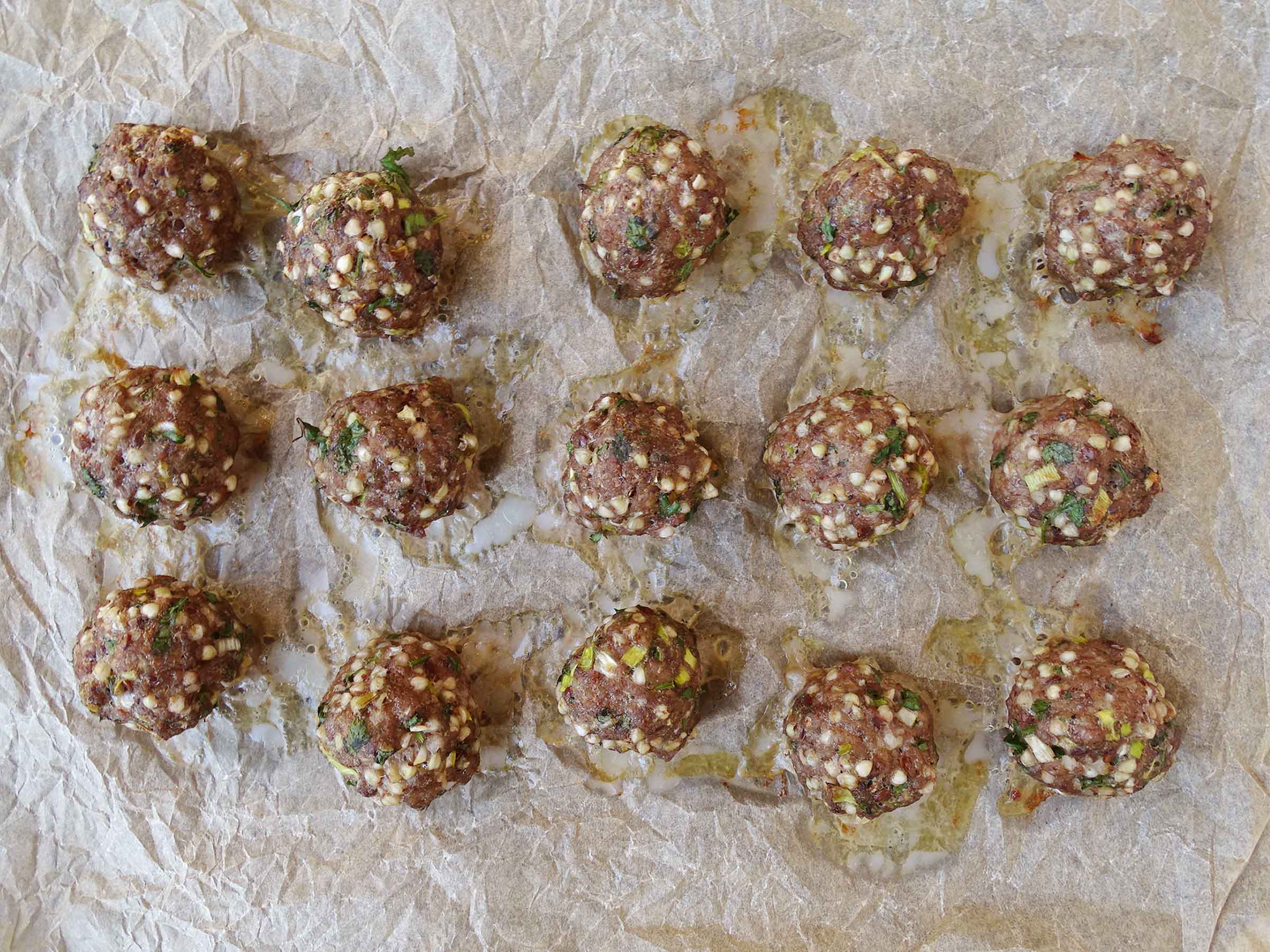 Oven Baked Lamb Meatballs With Buckwheat