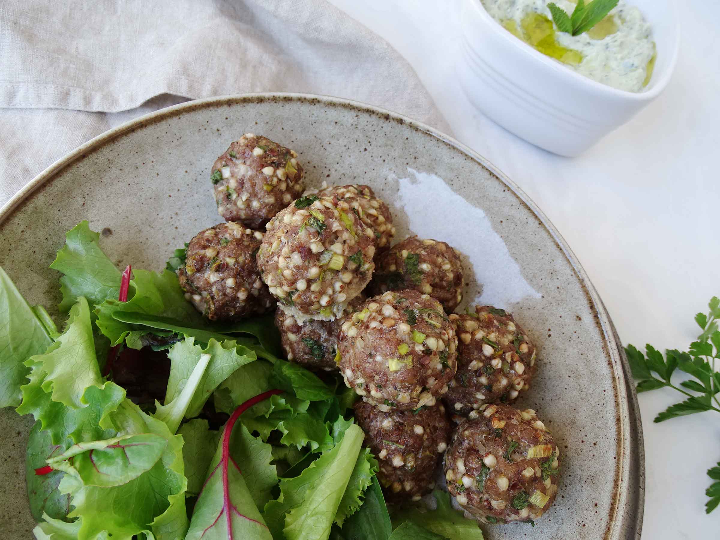 Baked Buckwheat and Lamb Meatballs
