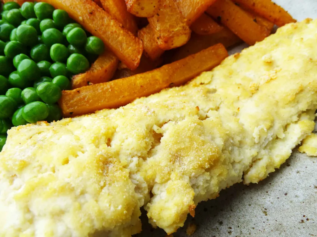 Gluten free baked cod and suede chips candida diet friendly