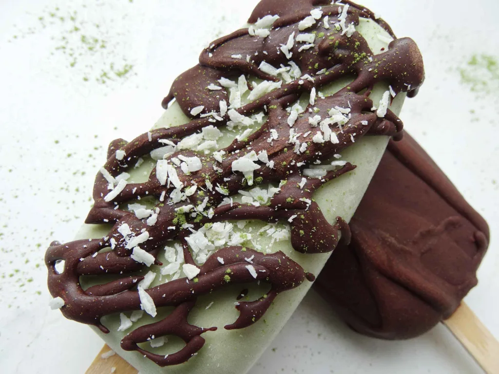 Chocolate matcha ice cream dairy free and sugar free