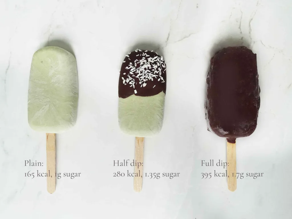 Matcha ice cream lollies candida diet dessert - calories