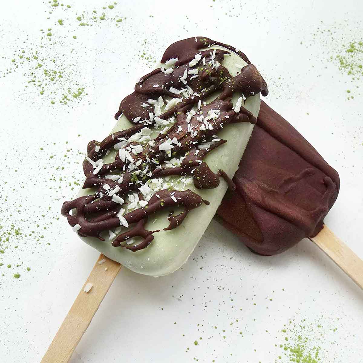 Dairy Free and Sugar Free Matcha Ice Cream Lollies