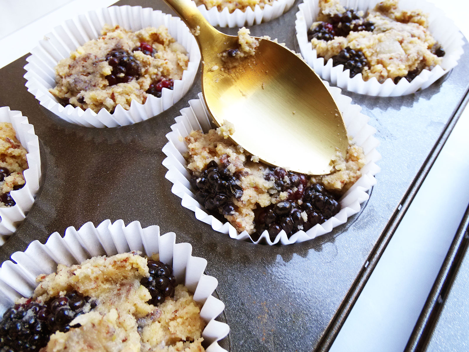Before Baking Blackberry Gluten Free Muffins