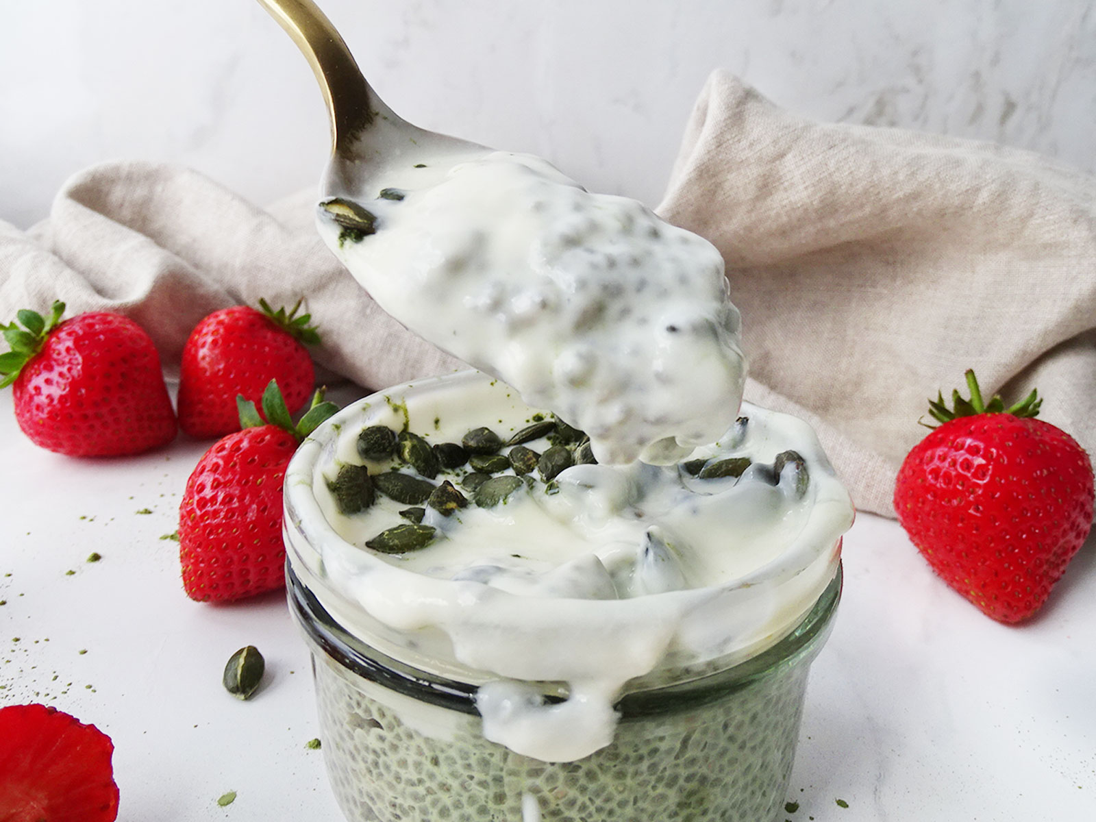 Macha chia pudding recipe
