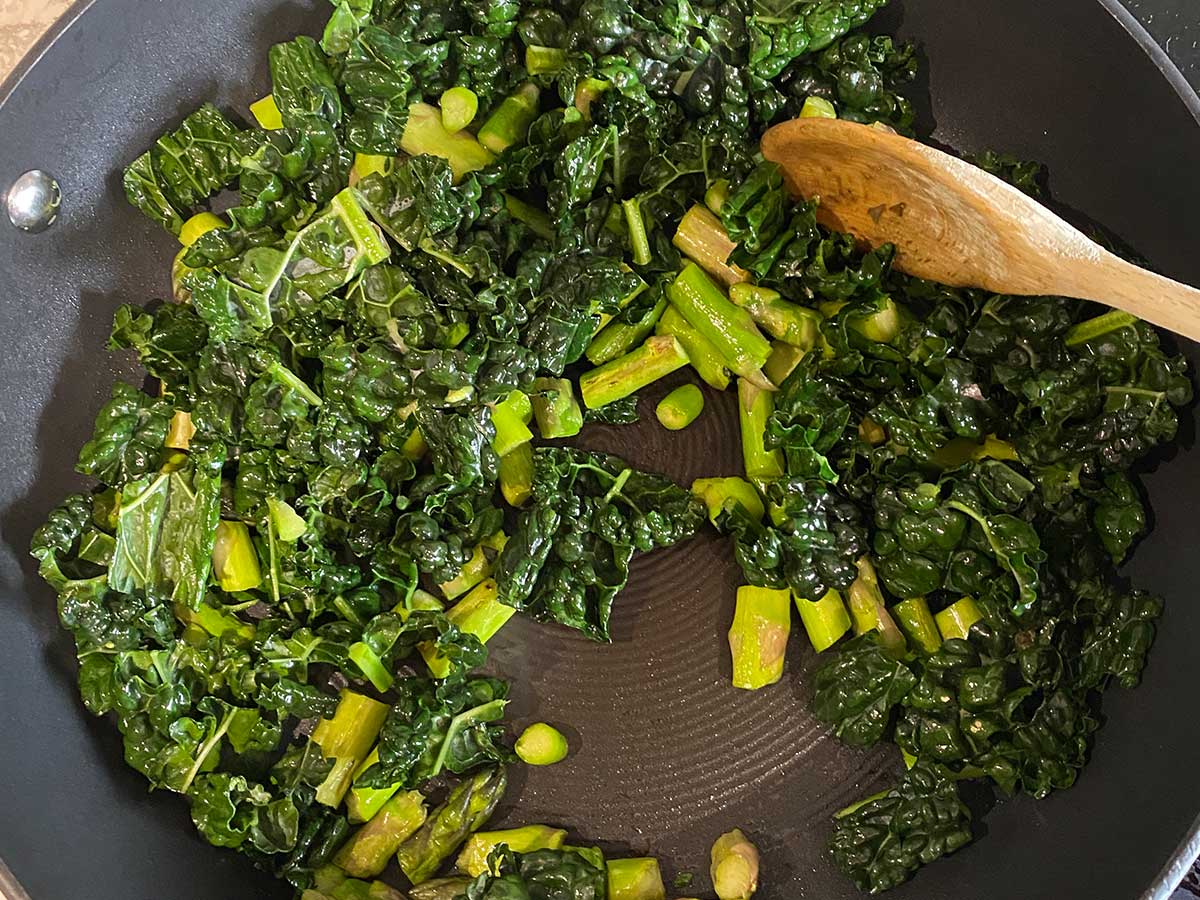 Poached Eggs and Greens Step 4