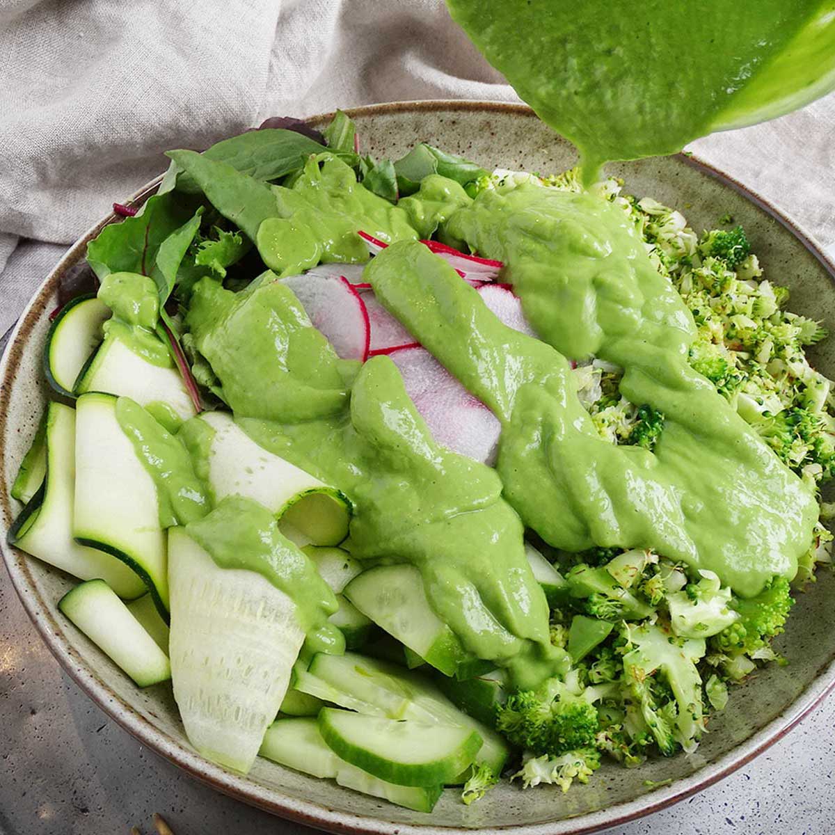 Broccoli Crunch Salad with Green Dressing Recipe