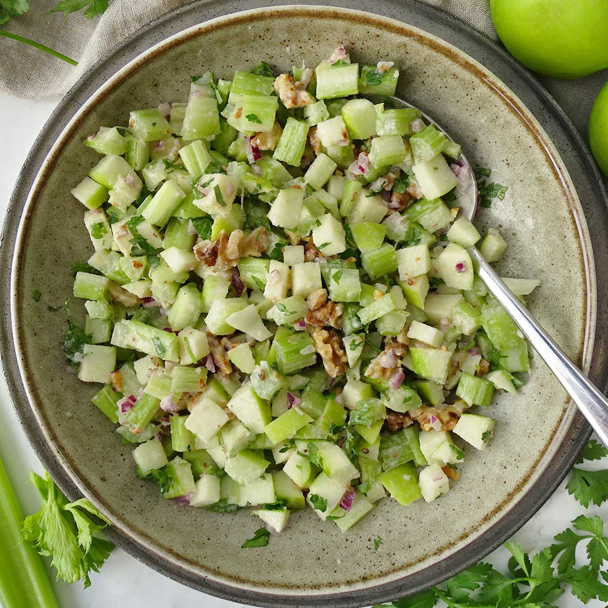 Crunchy Celery Apple & Walnut Salad