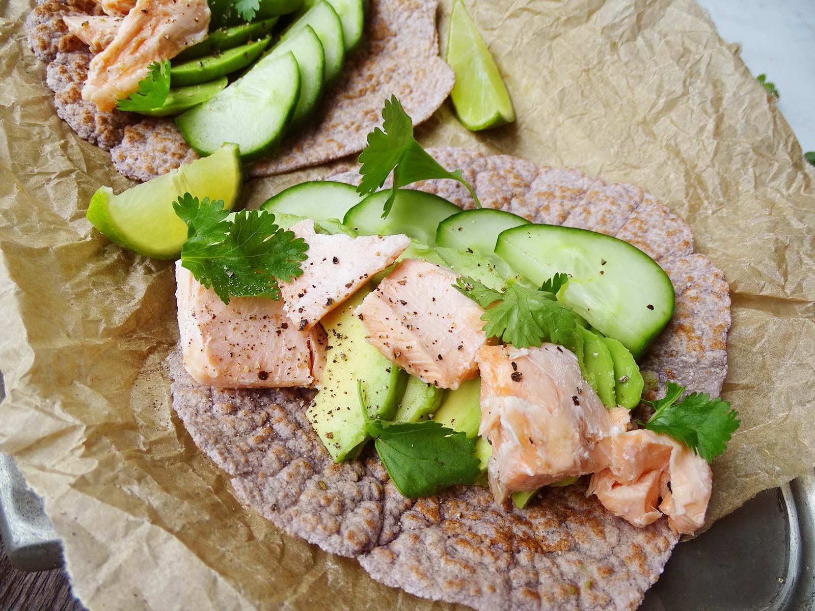 Candida Diet Breakfast - Salmon Avocado Tacos