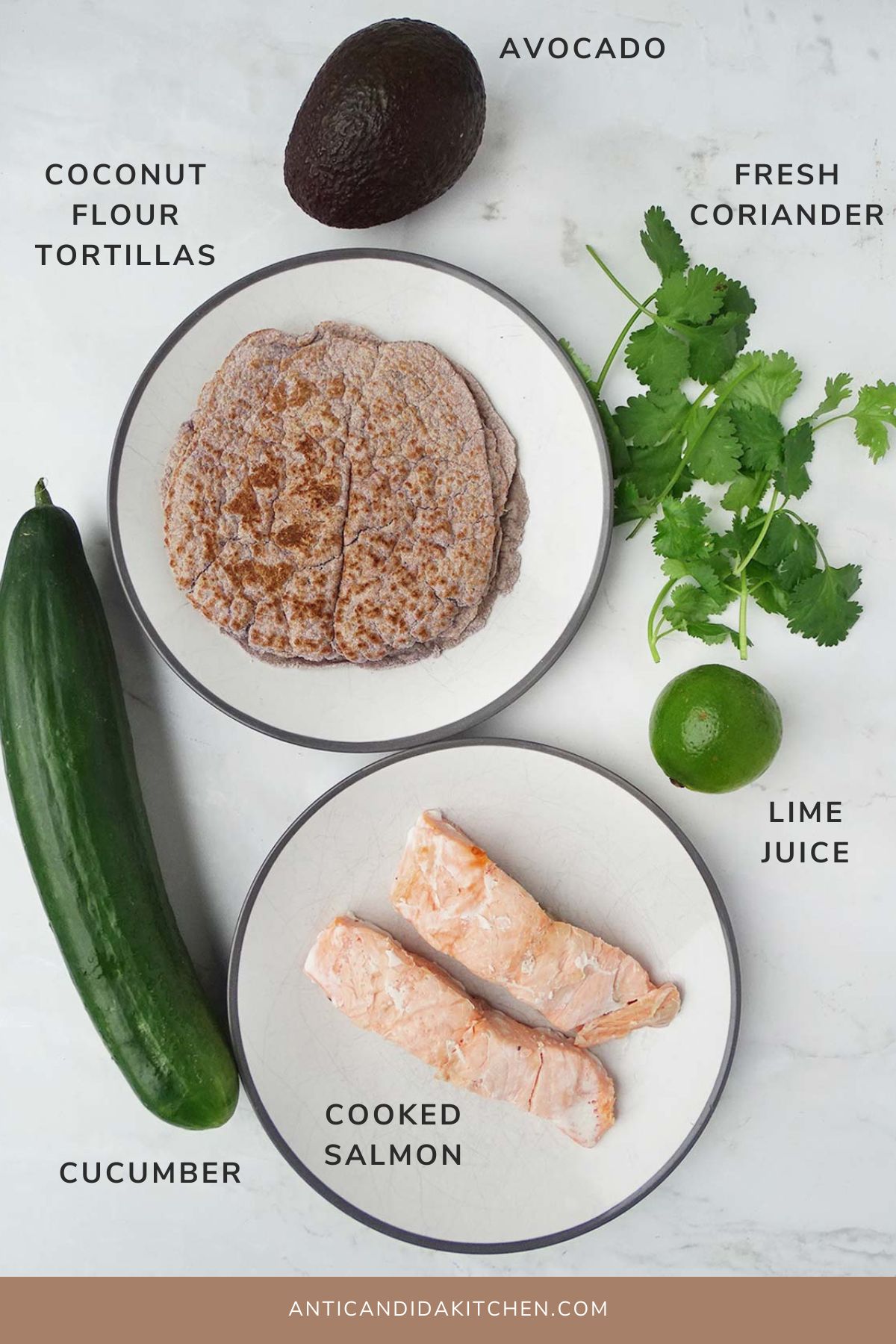 Salmon and Avocado Breakfast Tacos Ingredients