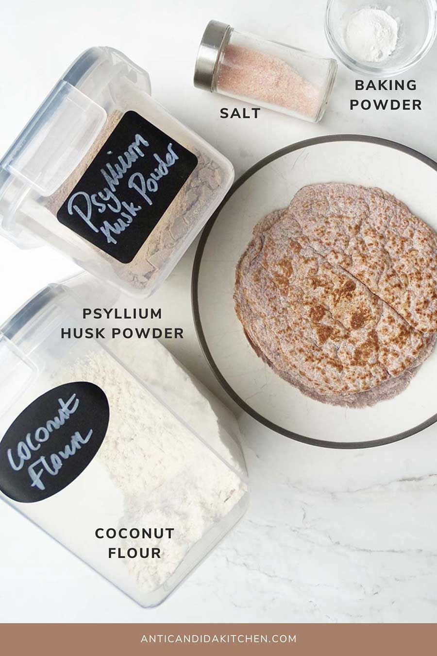 Gluten Free Tortillas with Coconut Flour Ingredients