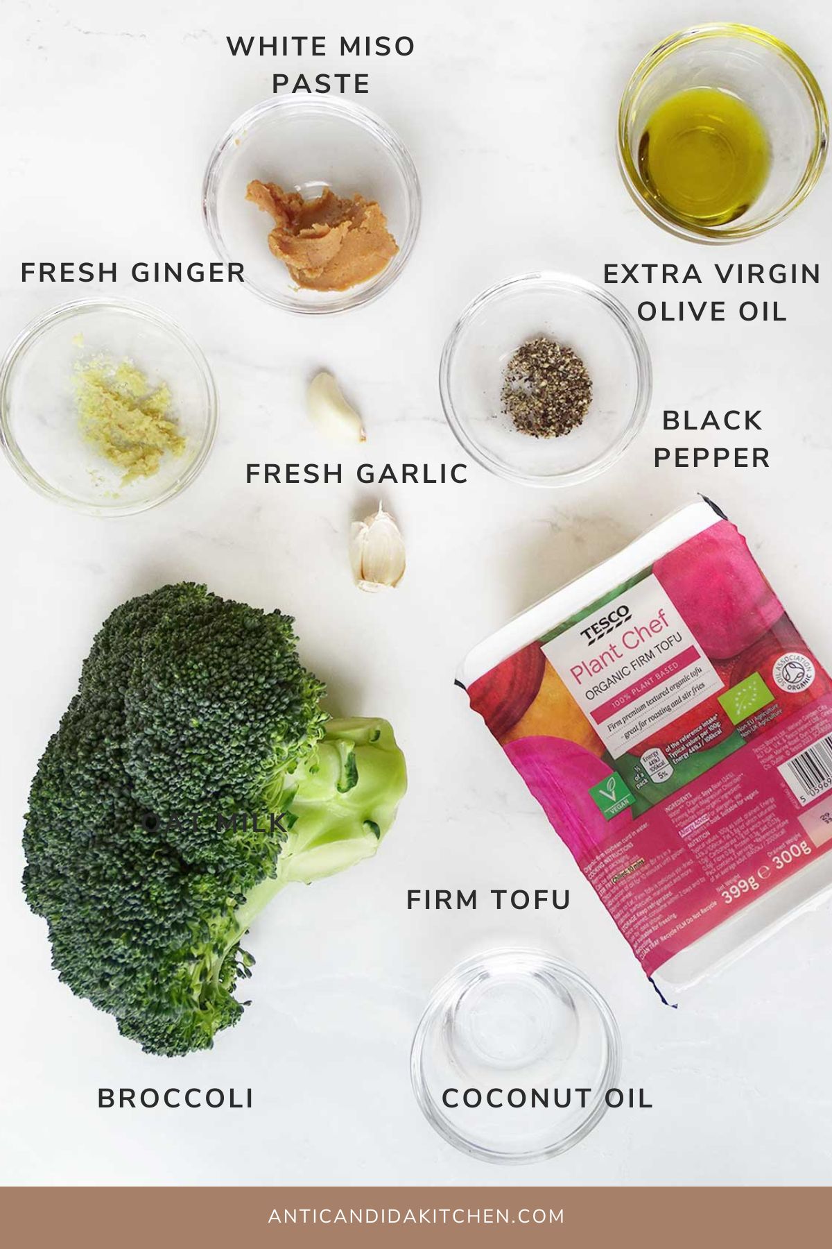 Tofu Miso Broccoli Bowl Ingredients