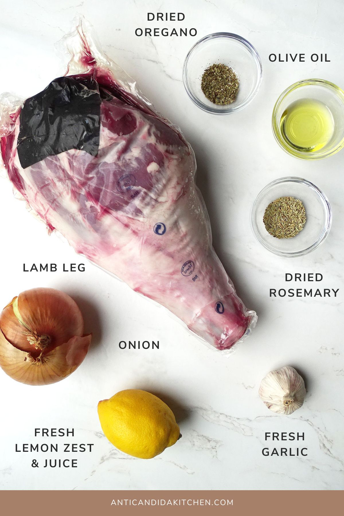 Easy Lemon and Herb Roasted Lamb Leg Ingredients