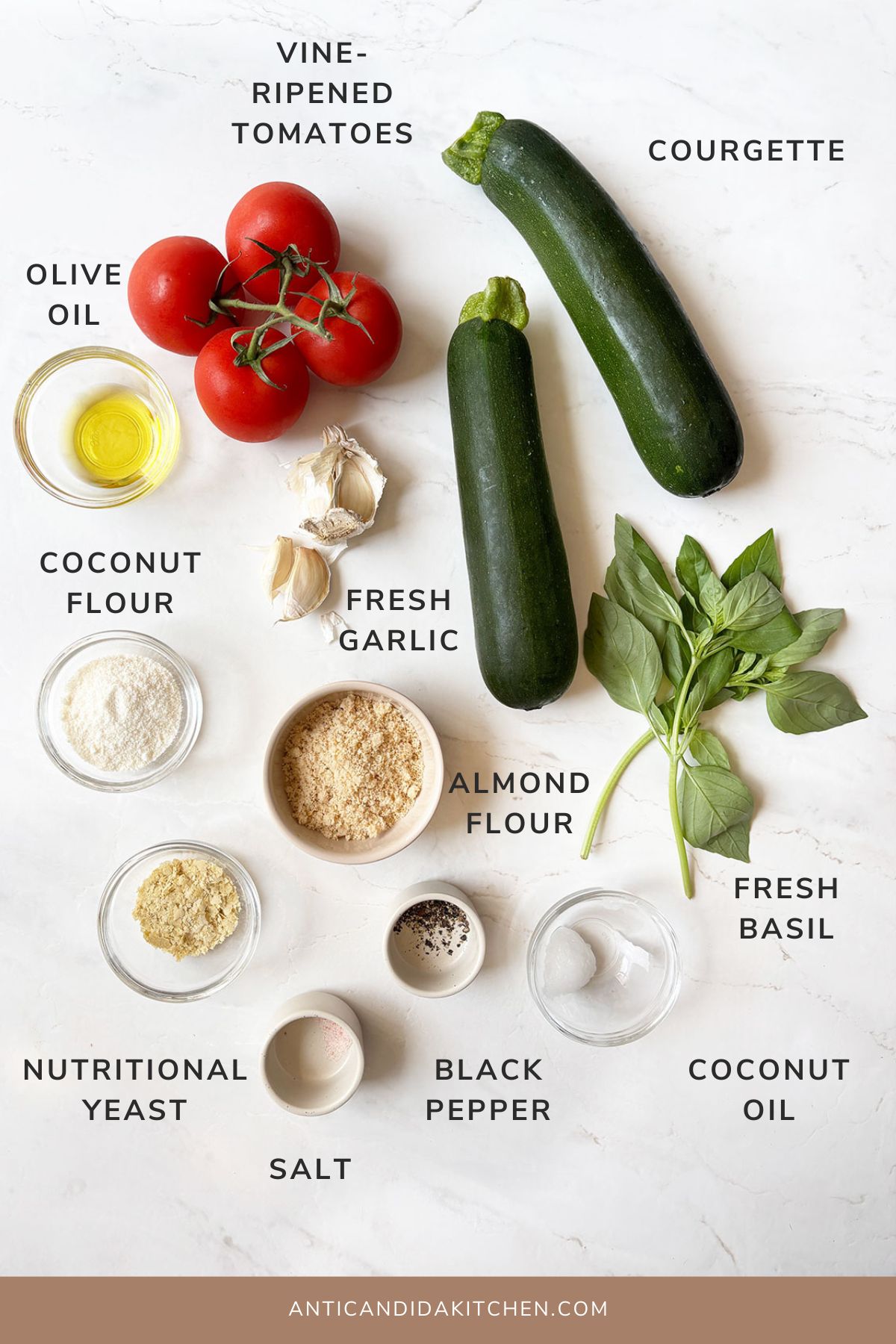 Ingredients to make Tomato and Zucchini Au GratinFree