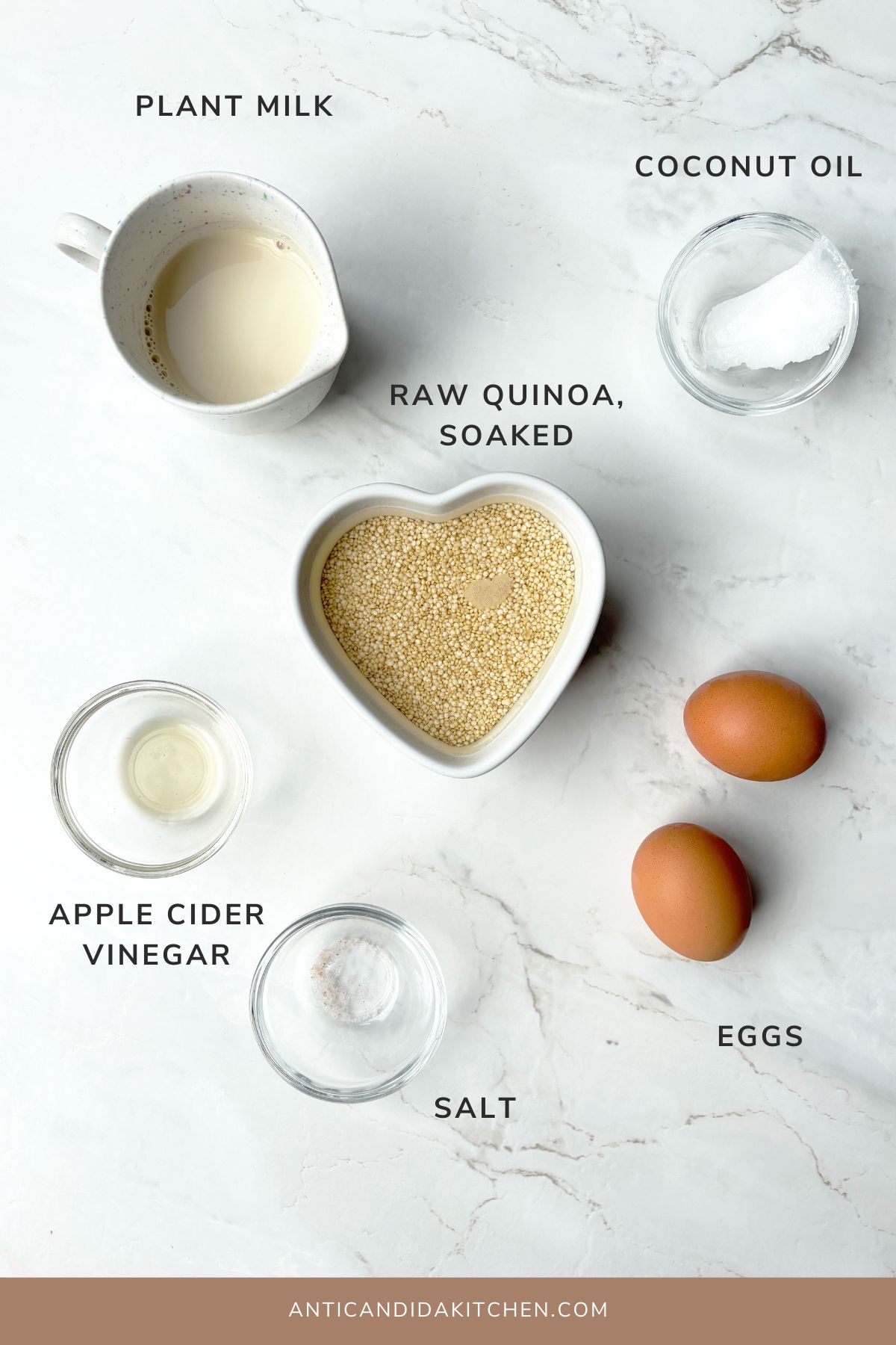 Photo of ingredients to make quinoa crepes