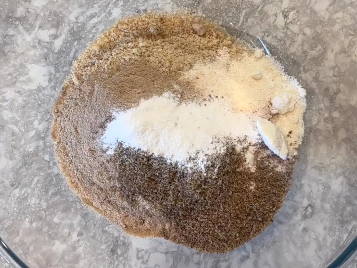Bowl of dry ingredients to make candida diet friendly bread