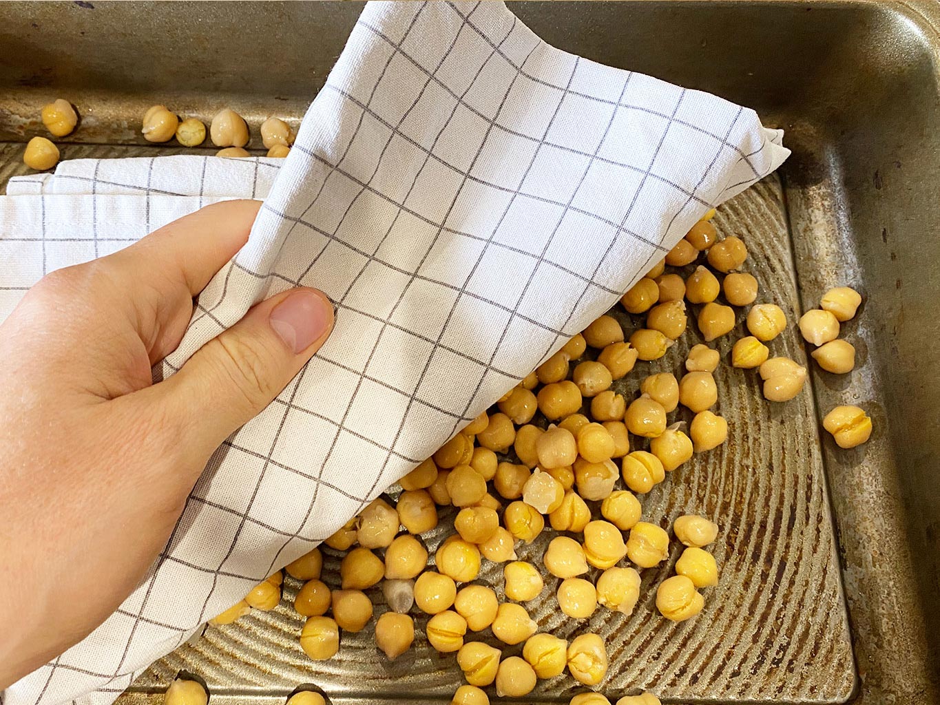 If you want extra crunch, pat the chickpeas dry.