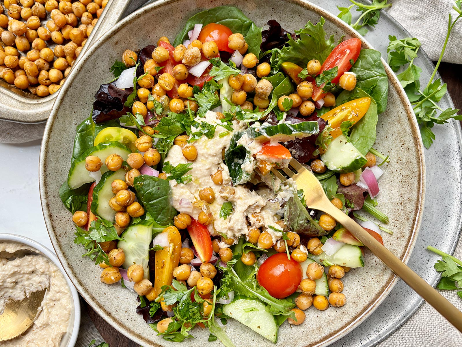 Baked Chickpea Hummus Salad - Gluten Free