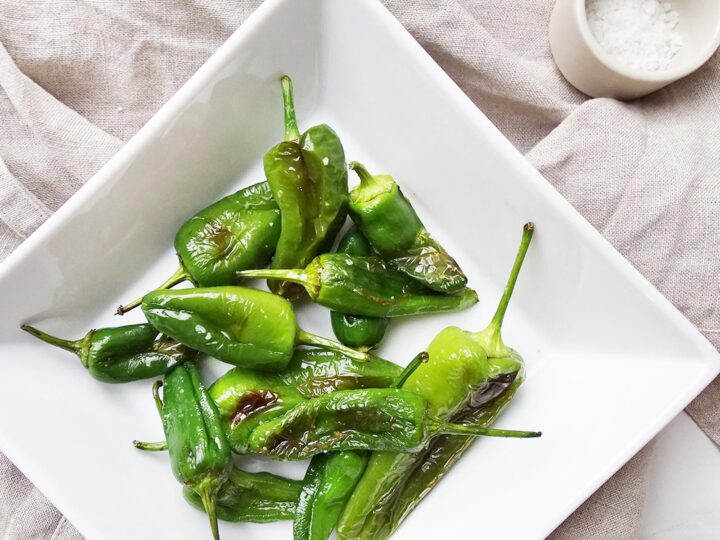 Grilled padron peppers with sea salt and olive oil